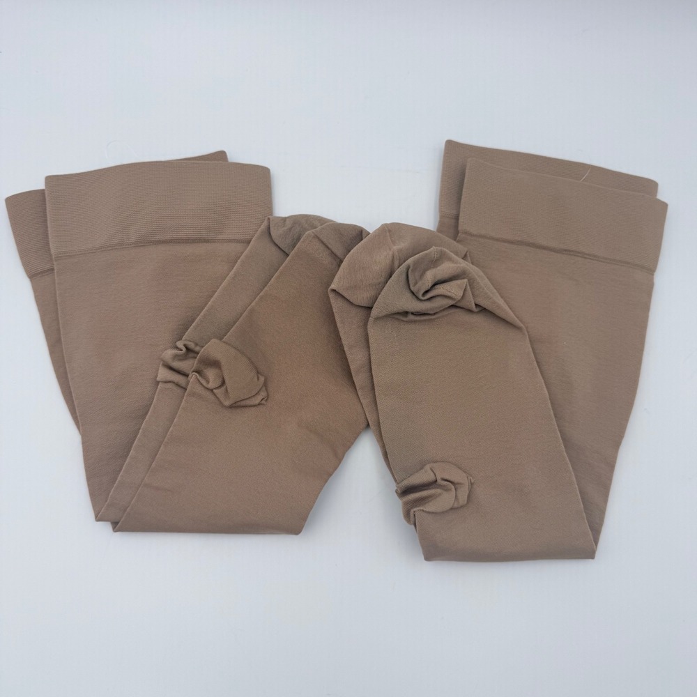 NEW 2 Pairs Compression Knee High Support Socks Nude Beige Hosiery Unisex